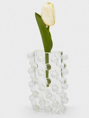 Tizo Crystals Glass Vase Large 7.75 Inch Tall Scattered Balls PH305VAS