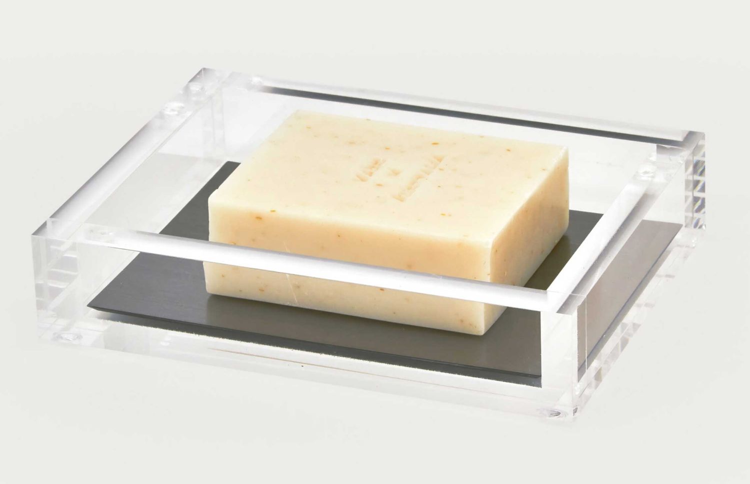 Tizo Acrylic Soap Dish with Silver Insert 5 x 4 x 1 Inch HA307SLSD