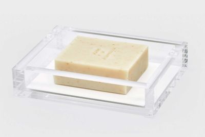 Tizo Acrylic Soap Dish with White Insert 5 x 4 x 1 Inch HA307WHSD