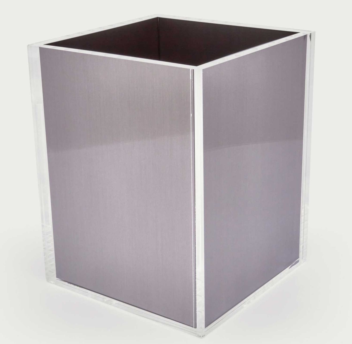 Tizo Acrylic Waste Basket with Silver Insert 8 x 8 x 10 Inch HA302SLWB