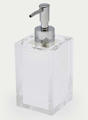 Tizo Acrylic Soap Dispenser with White Insert 2.75 x 2.75 x 4.5 Inch HA304WHSD