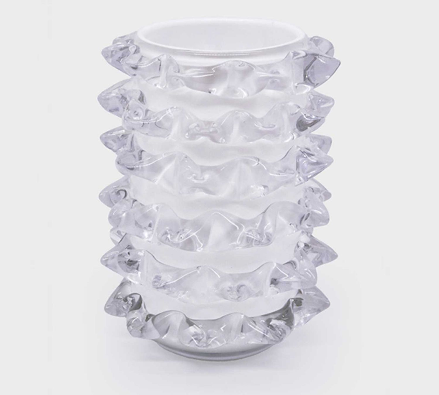 Tizo Glass Vase White with Clear Thorn Design DA596WHVS
