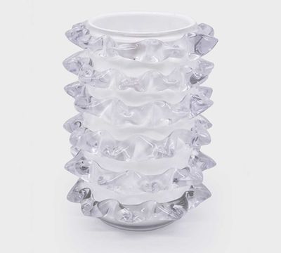 Tizo Glass Vase White with Clear Thorn Design DA596WHVS