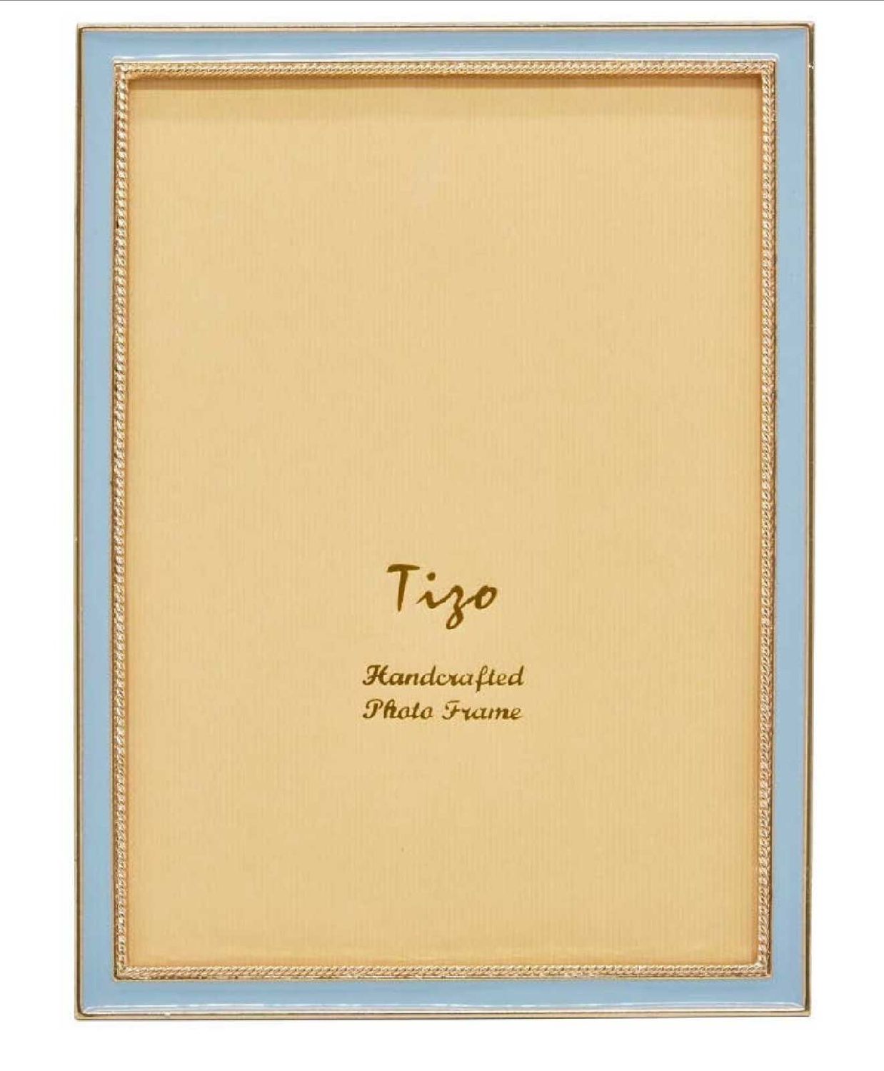 Tizo Enameled Gold Picture Frame Baby Blue 5 x 7 Inch RS335BB57