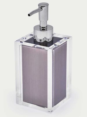 Tizo Acrylic Soap Dispenser with Silver Insert 2.75 x 2.75 x 4.5 Inch HA304SLSD