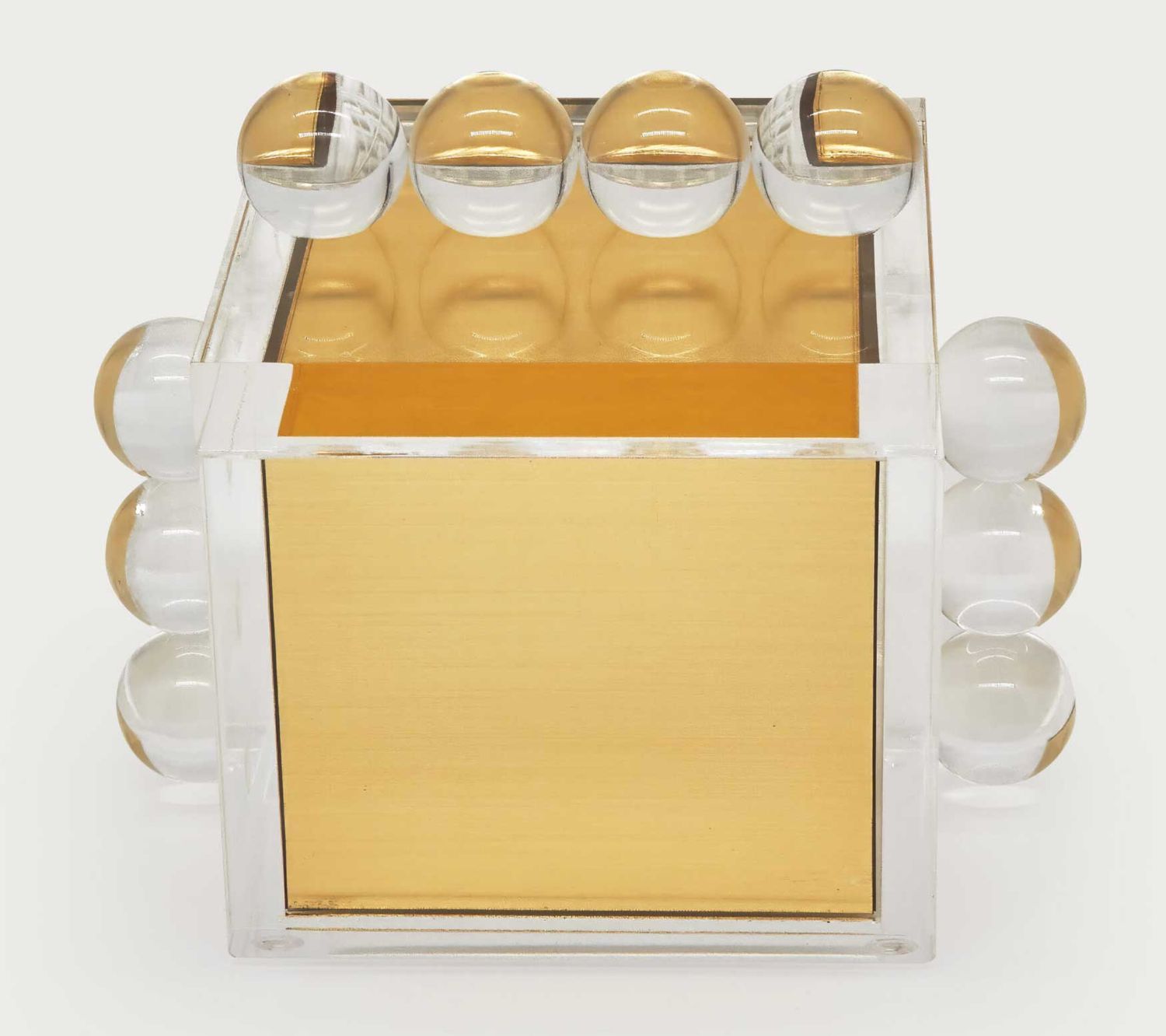 Tizo Acrylic Box Gold with Balls 4 x 4 x 3.75 Inch HA241GDBX