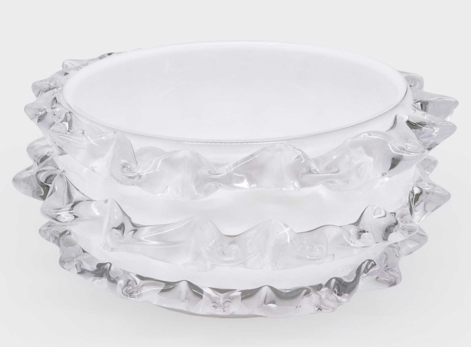 Tizo Glass Bowl White with Clear Thorn Design DA596WHBW