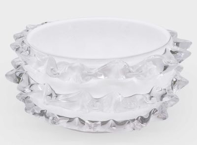 Tizo Glass Bowl White with Clear Thorn Design DA596WHBW