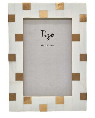 Tizo Bone Resin Brass Picture Frame White 5 x 7 Inch W485WH57