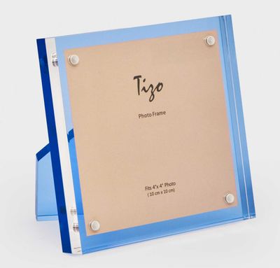 Tizo Blue Back 4 x 4 Inch Acrylic Picture Frame HA159BL44