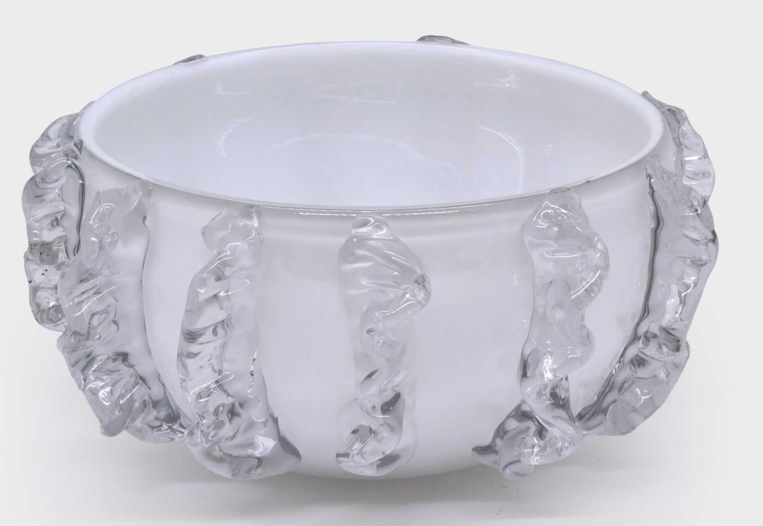 Tizo Glass Bowl White with Clear Molten Design DA592WHBW