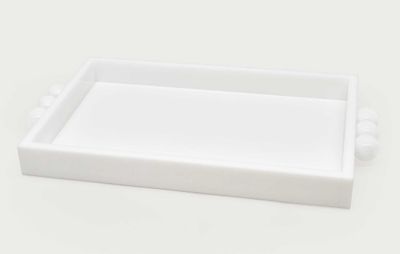 Tizo Acrylic Tray with Bubble Handles White 12 x 8 Inch HA225WHTY