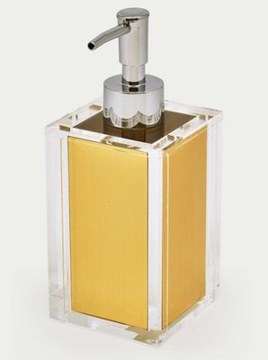 Tizo Acrylic Soap Dispenser with Gold Insert 2.75 x 2.75 x 4.5 Inch HA304GDSD