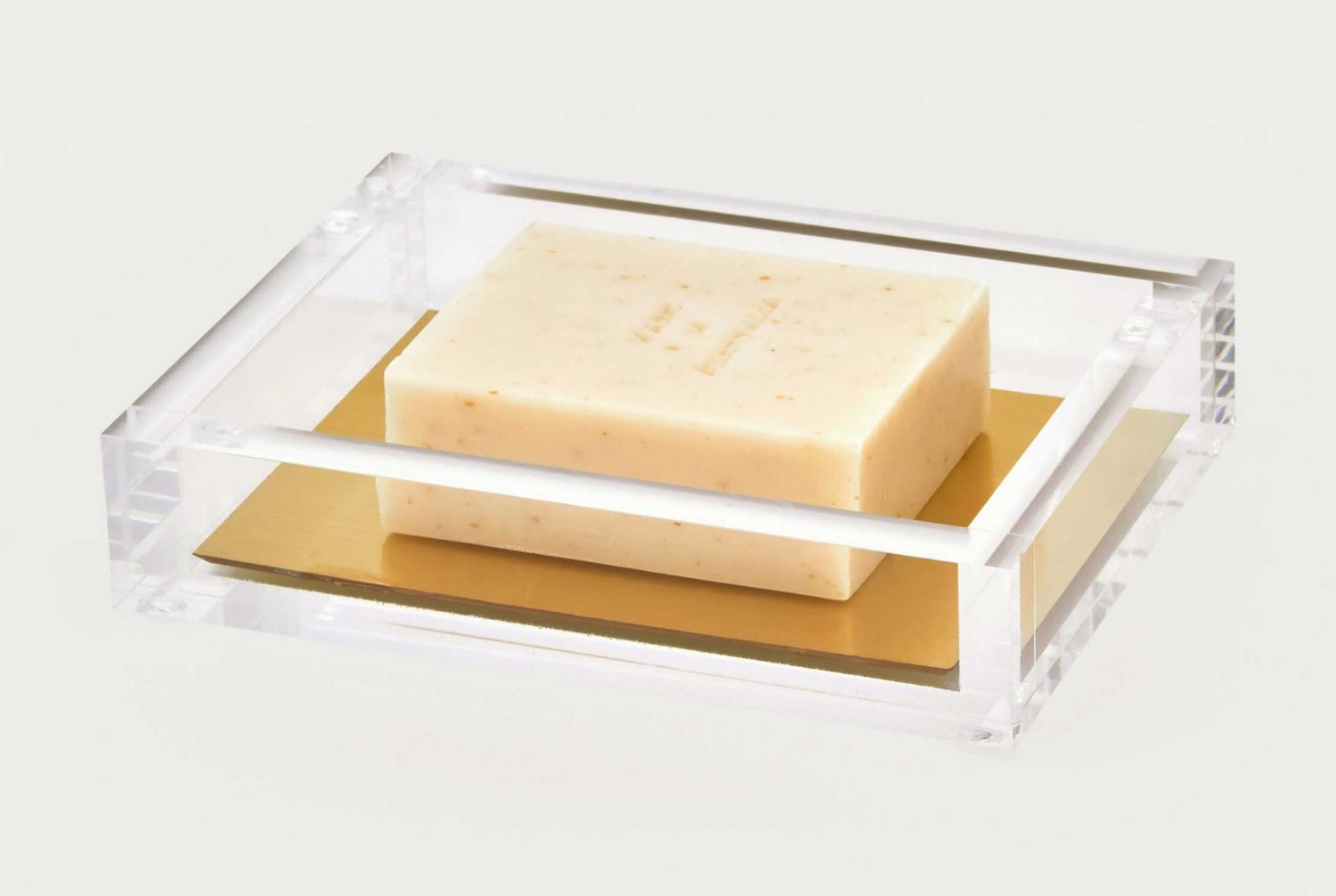Tizo Acrylic Soap Dish with Gold Insert 5 x 4 x 1 Inch HA307GDSD