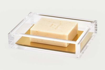 Tizo Acrylic Soap Dish with Gold Insert 5 x 4 x 1 Inch HA307GDSD