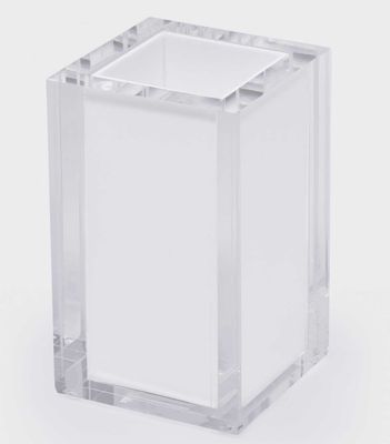 Tizo Acrylic Tooth Brush Cup with White Insert 2.75 x 2.75 x 4.5 Inch HA303WHBH