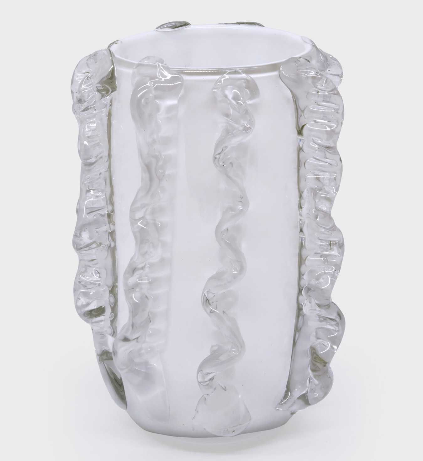 Tizo Glass Vase White with Clear Molten Design DA592WHVS
