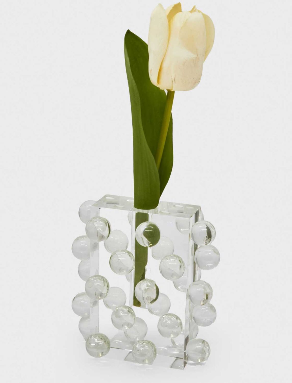 Tizo Crystal Glass Vase Small 5.5 Inch Tall Scattered Balls PH304VAS