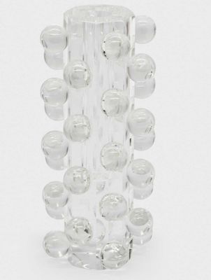 Tizo Crystal Glass Bud Vase 7.75 Inch Tall Scattered Balls Inch PH104VAS