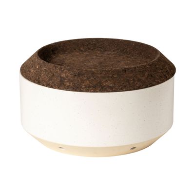 Casafina Modern Storage White Onion Cellar with Smoked Cork Lid, JPX281-WHI, 840289051320