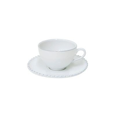 Costa Nova Pearl White Tea Cup and Saucer, PECS04-WHI, 5606739915094
