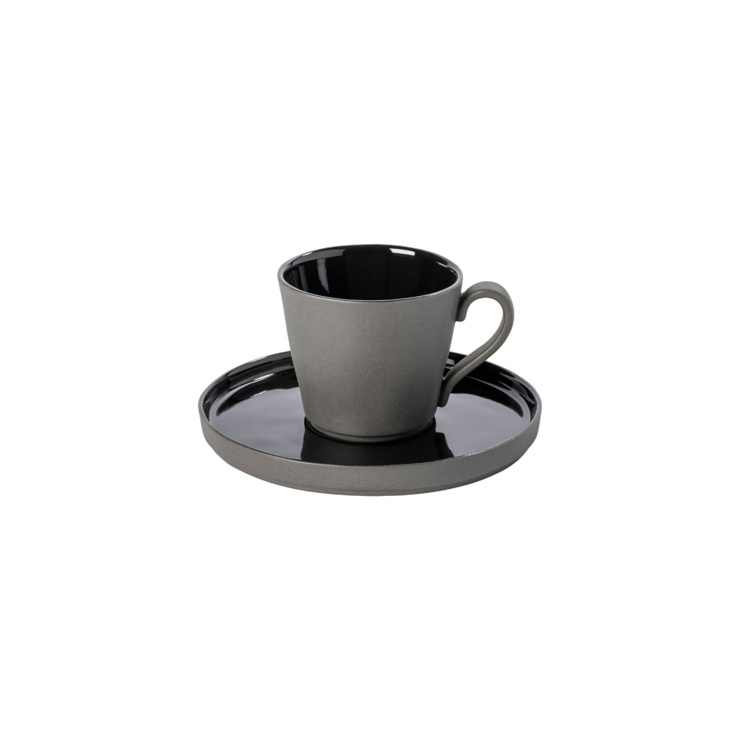 Costa Nova Lagoa Ecogres Black Tea Cup and Saucer, 1LOCS02e-BLK, 5606739960537