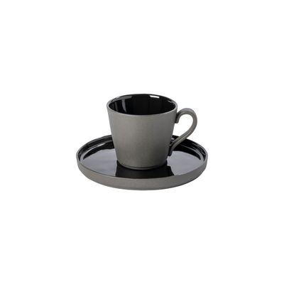Costa Nova Lagoa Ecogres Black Tea Cup and Saucer, 1LOCS02e-BLK, 5606739960537