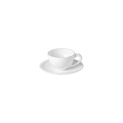 Costa Nova Friso White Coffee Cup and Saucer, FICS02-WHI, 5606739913465