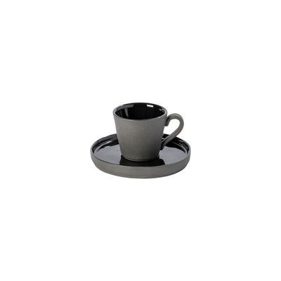 Costa Nova Lagoa Ecogres Black Coffee Cup and Saucer, 1LOCS03-BLK, 5606739960544