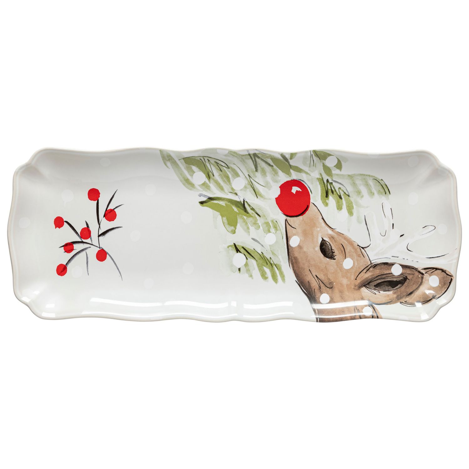 Casafina Deer Friends White Rectangular Platter, DF625-WHI, 840289087039