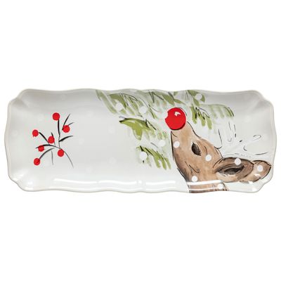 Casafina Deer Friends White Rectangular Platter, DF625-WHI, 840289087039