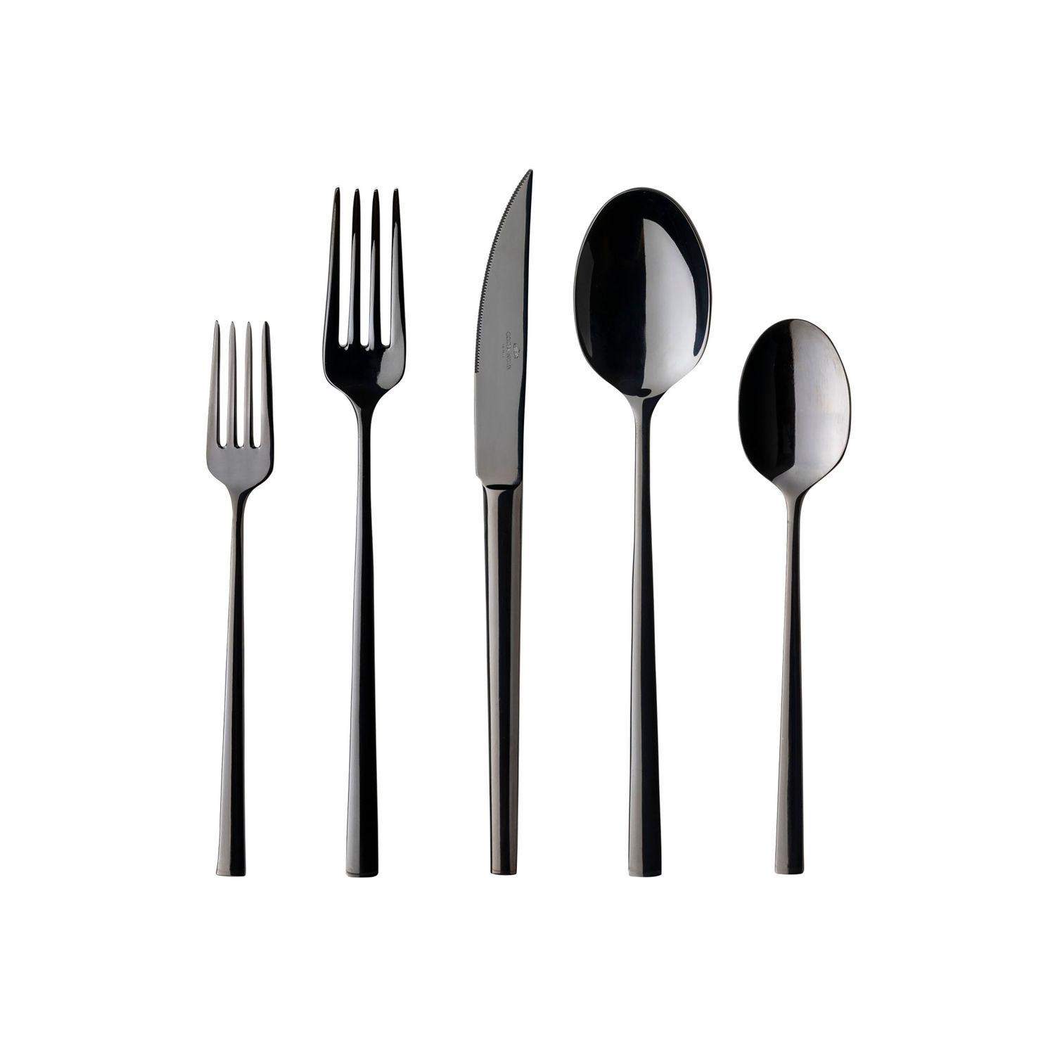 Costa Nova Vela Black Flatware 5 Piece Place Setting, C20782-BLK, 5606739974350