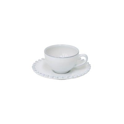 Costa Nova Pearl White Coffee Cup and Saucer, PECS05-WHI, 5606739915124
