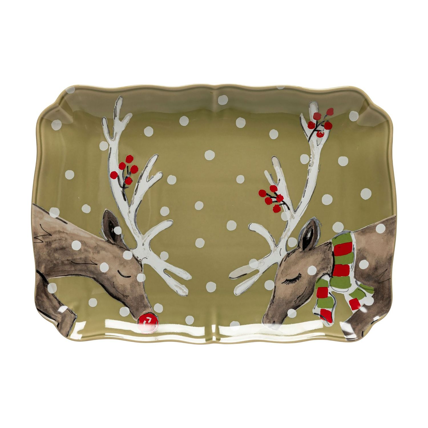Casafina Deer Friends Green Rectangular Platter, DF620-GRN, 840289015438