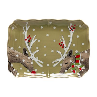 Casafina Deer Friends Green Rectangular Platter, DF620-GRN, 840289015438