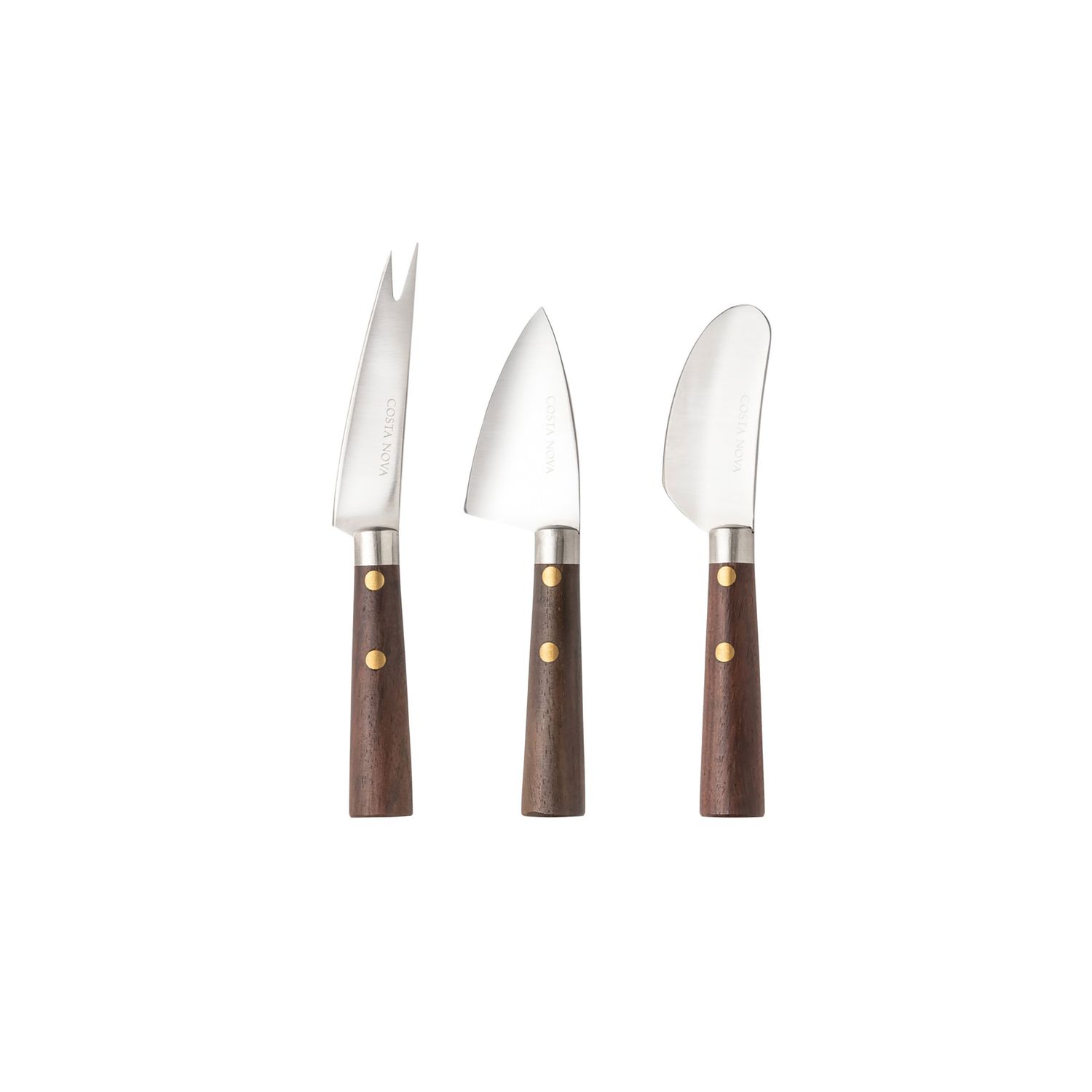 Costa Nova Cheese Knives Brushed Set 3 Cheese Knives, C20663-BRS, 5606739964795
