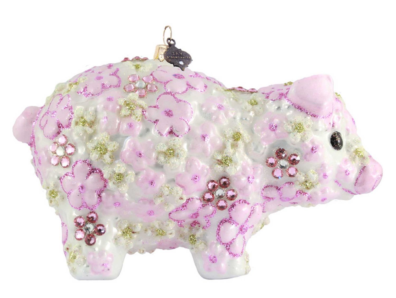 Jay Strongwater Pink Floral Piggy Ornament SDH20143-206, 848510045780