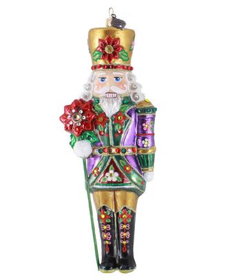 Jay Strongwater Poinsettia Nutcracker Ornament SDH20113-250, 848510045407
