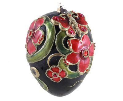 Jay Strongwater Dark Night Floral Egg Ornament SDH20142-256, 848510045759