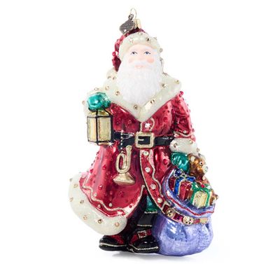 Jay Strongwater Bountiful Santa Glass Ornament SDH20107-250, 848510044264
