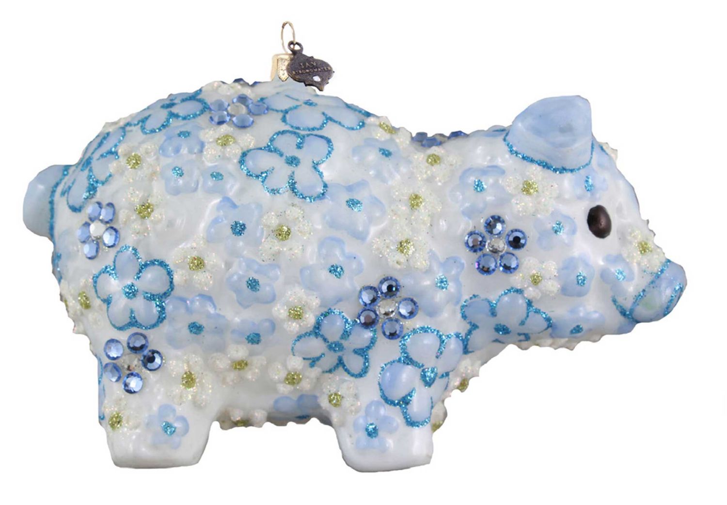Jay Strongwater Blue Floral Piggy Ornament SDH20143-225, 848510045766