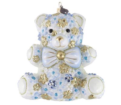 Jay Strongwater Blue Floral Teddy Ornament SDH20144-225, 848510045773