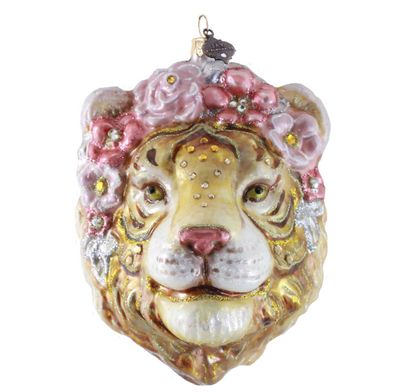 Jay Strongwater Metallic Tiger With Flower Crown Ornament SDH20057-232, 848510045506
