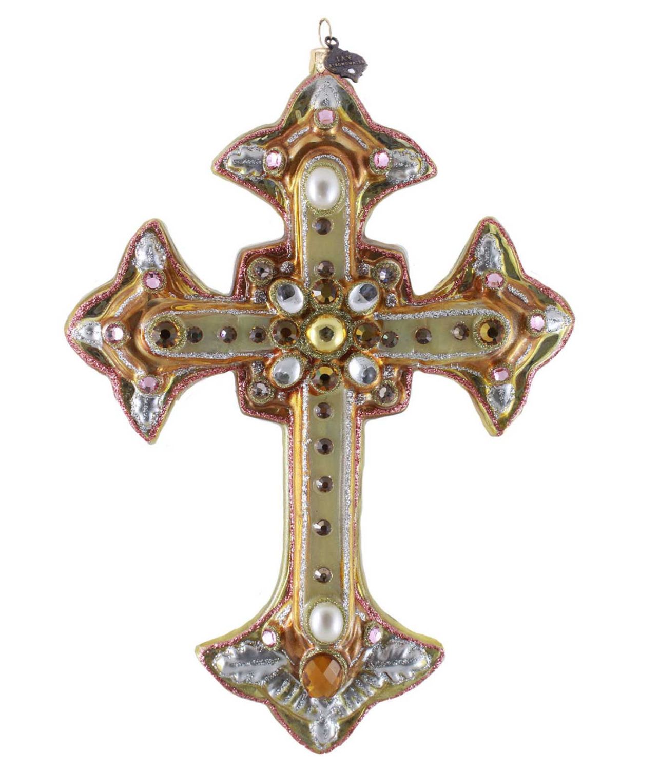 Jay Strongwater Metallic Bejeweled Cross Ornament SDH20120-232, 848510045513