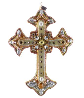 Jay Strongwater Metallic Bejeweled Cross Ornament SDH20120-232, 848510045513