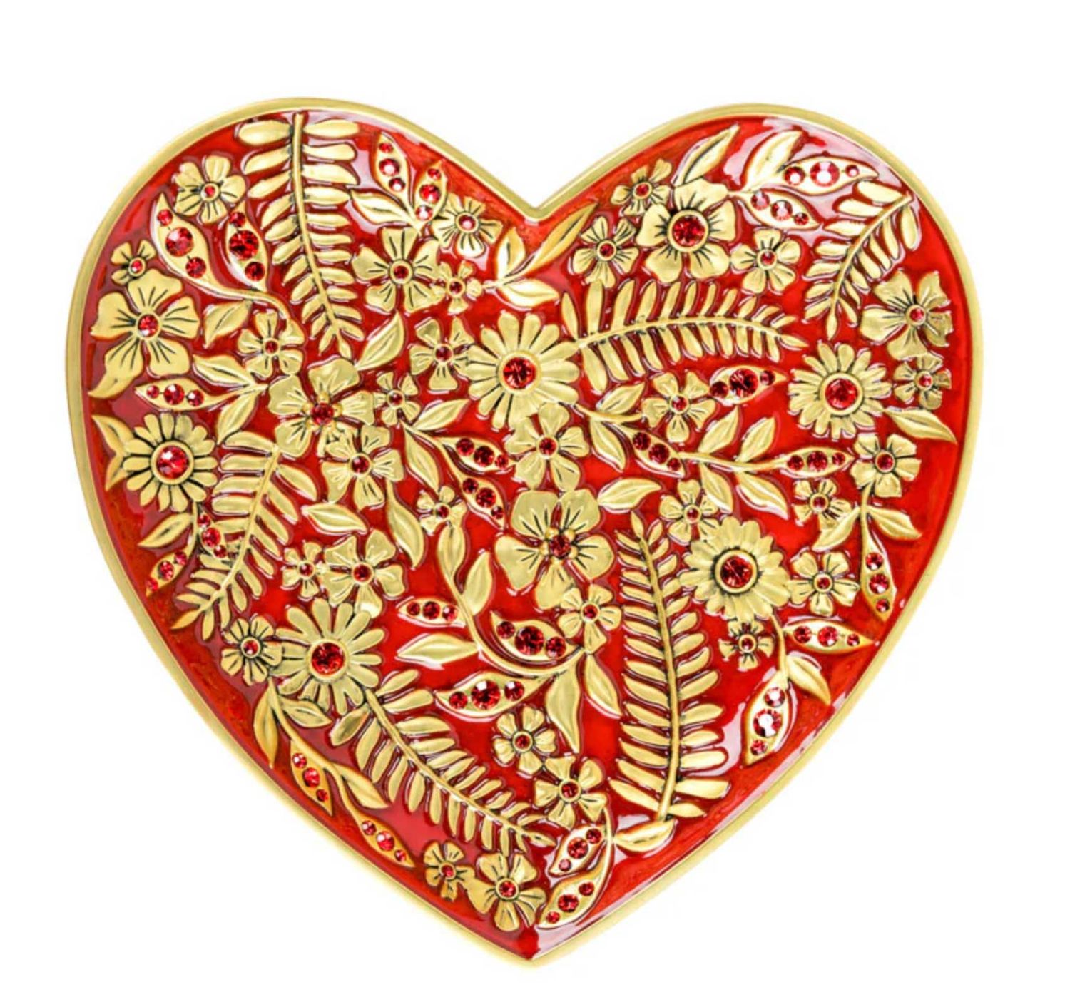 Jay Strongwater Aria Floral Heart Trinket Tray Ruby SDH6610-224, 848510045032
