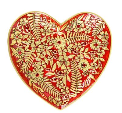 Jay Strongwater Aria Floral Heart Trinket Tray Ruby SDH6610-224, 848510045032