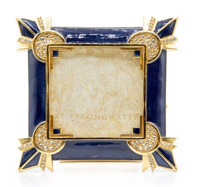 Jay Strongwater Dorothy Art Deco 3 Inchx3 Inch Picture Frame Blue SPF5899-284, 848510044615