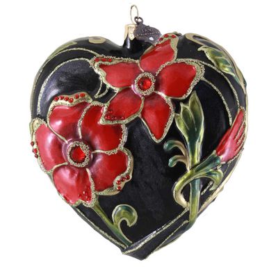 Jay Strongwater Dark Night Floral Heart Ornament SDH20126-256, 848510045742