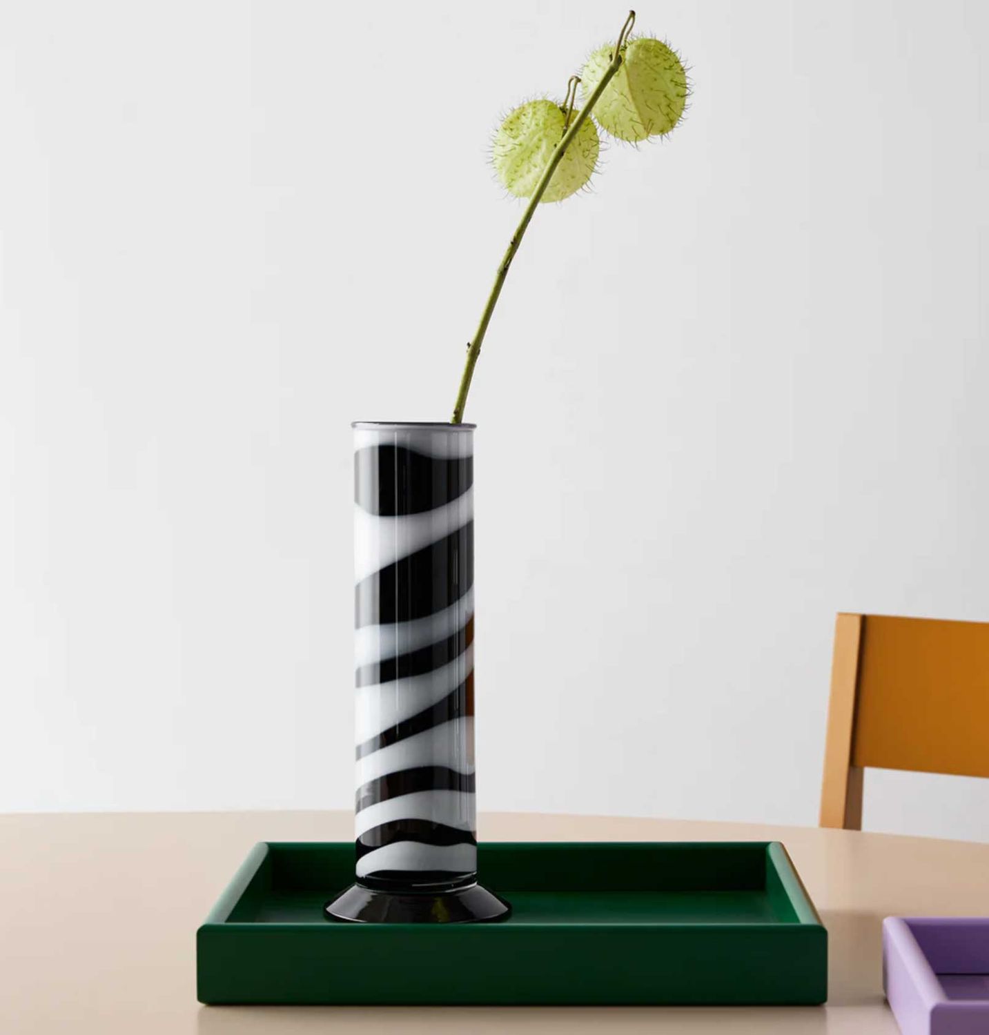 Kosta Boda Lab Cylinder Vase Black White 7042508, 7321646113811